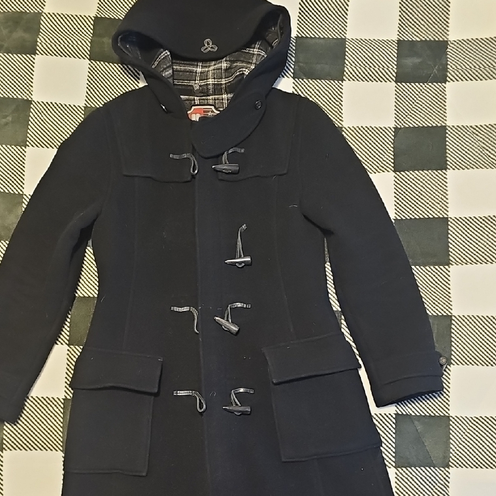 TNA Black Trench Coat with Hood